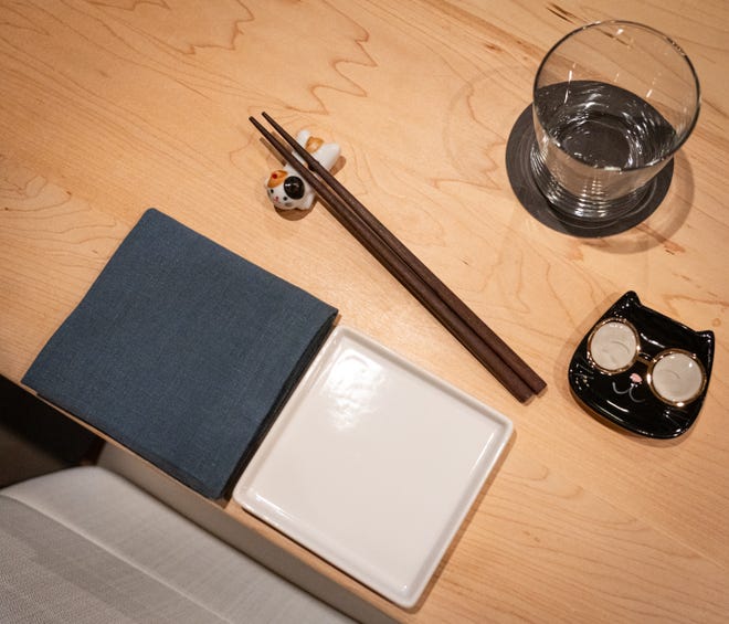 A place setting in the dining room at Craft Omakase on North Lamar in Austin, April 4, 2024.